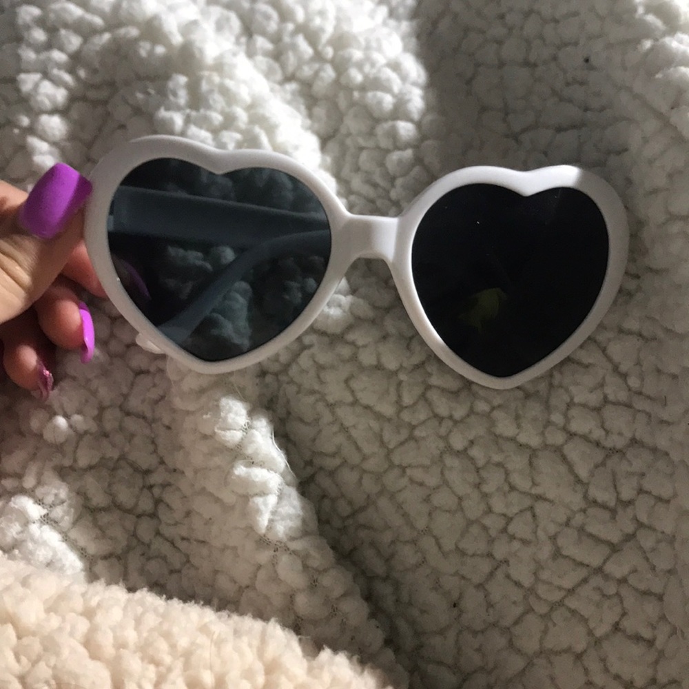 trendy white heart glasses